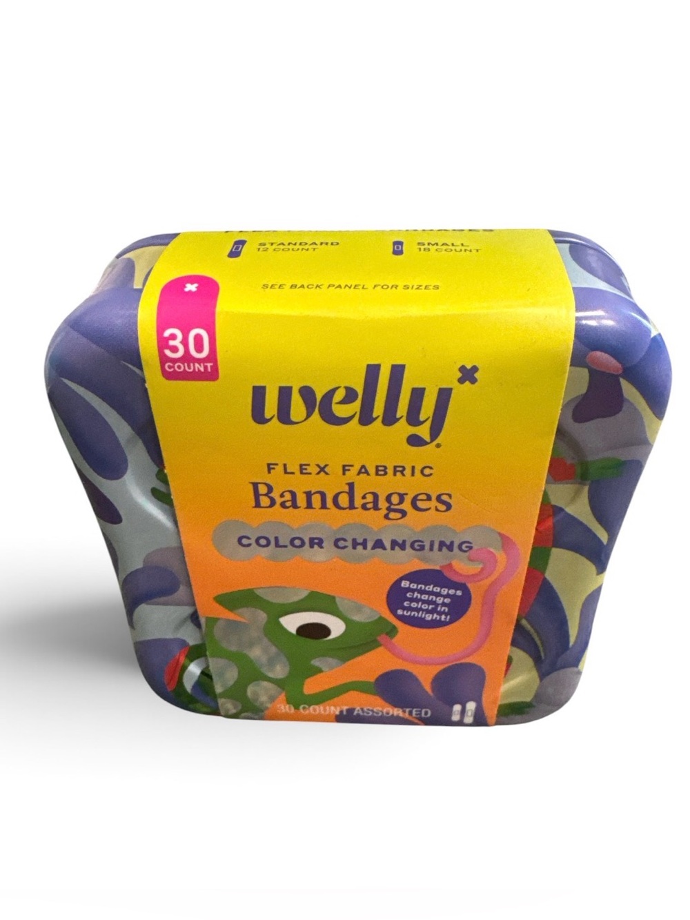 Color Changing Flex Fabric Bandages - Assorted Purple & Yellow (30 Count)